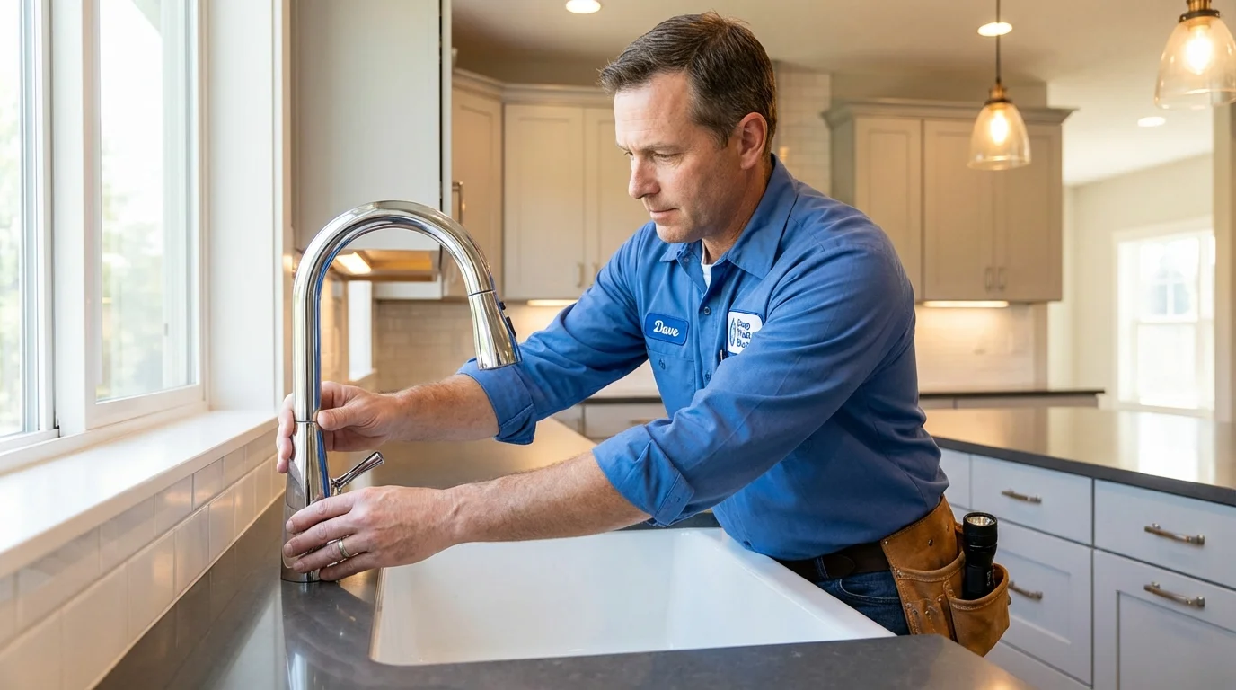 Kitchen faucet installation by Johns Plumbing LLC in West Newbury